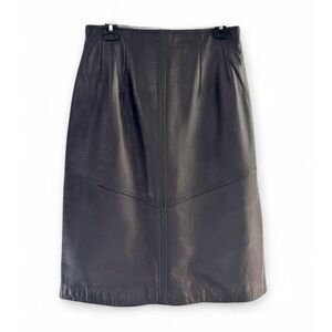 Pelle Studio Genuine Leather Dark Brown Skirt, Size 28"